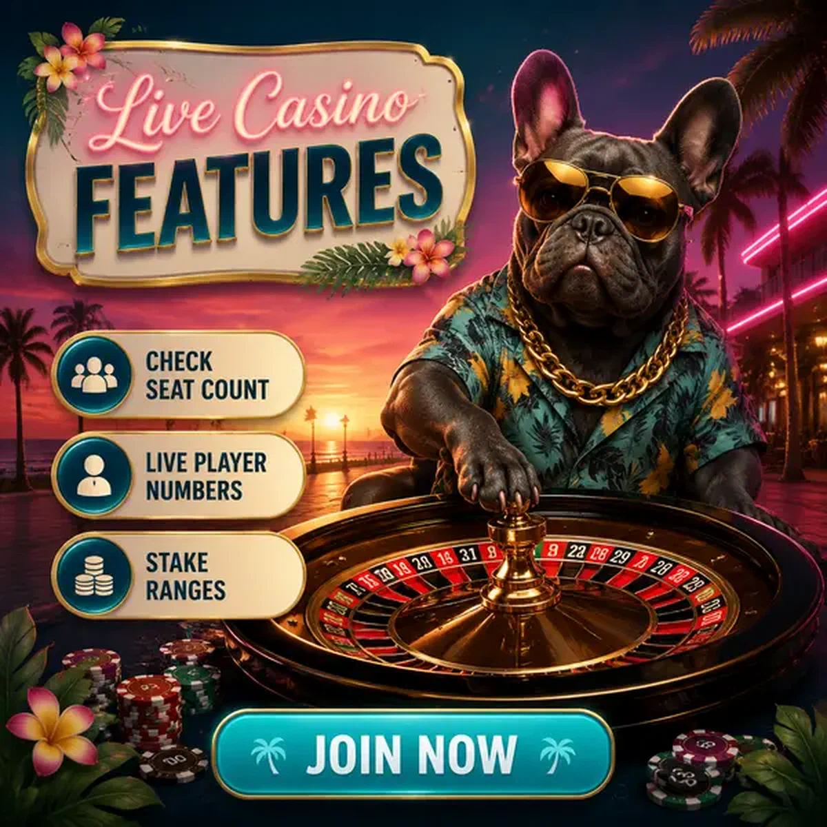 Bulldog francese gentiluomo che fa girare la ruota della roulette ai tavoli del live casino di BaxterBet